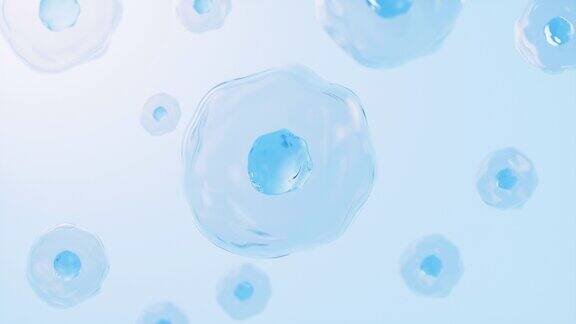 蓝色背景中的漂浮细胞皮肤治疗生物和医学概念3d渲染
