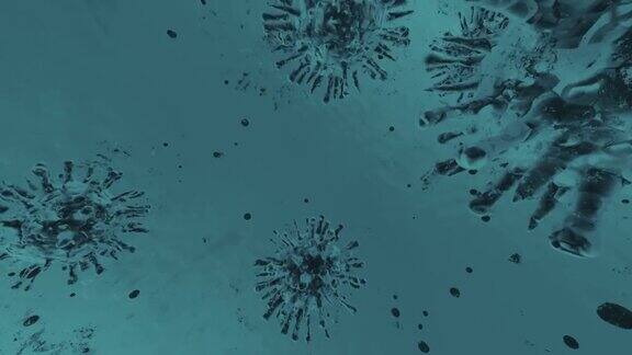 3d渲染显微镜病毒-细菌接近动画循环1分钟医疗全景背景
