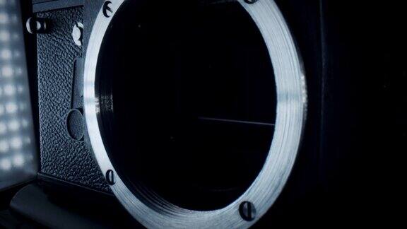 4k极端特写技术拍摄的单反相机的镜子