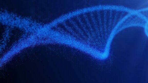 人类基因组的蓝色DNA链是由原子和遗传细胞产生的