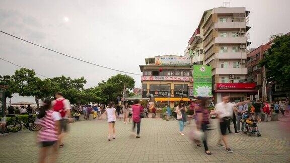 4K延时:台湾台北淡水的人群