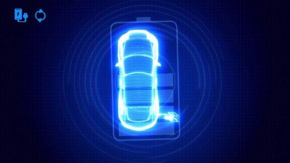 混合动力汽车在充电生态汽车连接和充电电池动画