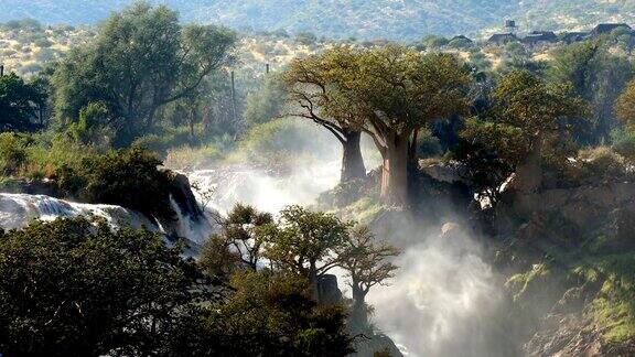 纳米比亚库内内河上的埃帕瀑布