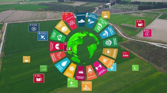 可持续发展气候行动i动态图形动画17个全球目标概念