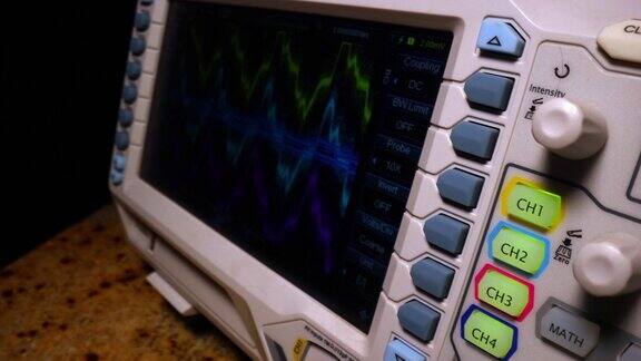 4K斯托克视频示波器波长显示鲜艳的颜色使用动态运动