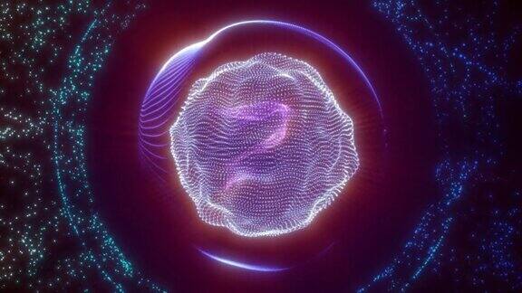 抽象能量球从粒子和波的神奇发光在黑暗的背景视频4k60帧秒