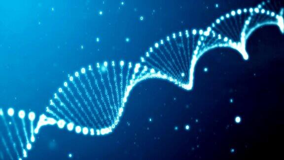 蓝色烟雾背景下二进制编码的DNA