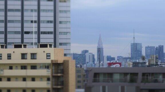 一个微型的城市景观在东京的城市高角度倾斜