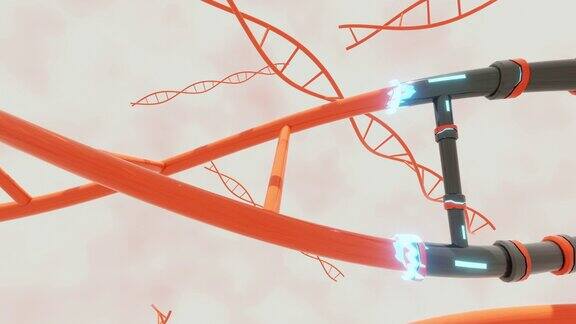 DNA的3d动画变成金属未来的机器人