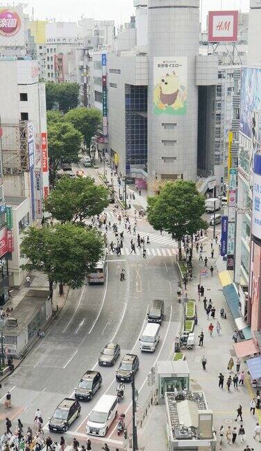 日本东京涩谷十字路口鸟瞰图