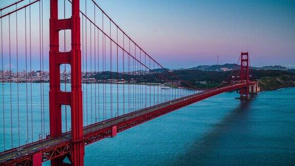 金门大桥在黄昏-4K城市景观风景和建立者