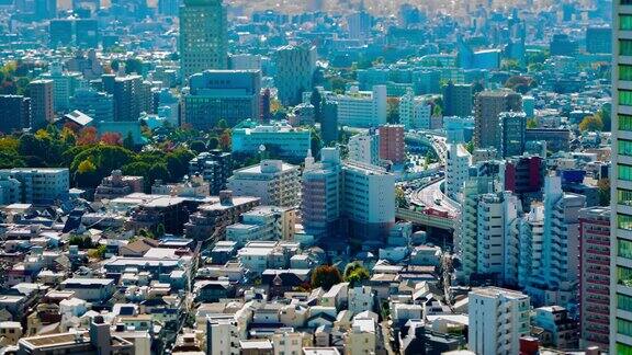 东京的一个微型城市景观的时间推移高角度长镜头倾斜