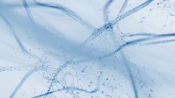 艺术蓝色的神经元在大脑运动蓝白色的背景与等离子动画使用选择性焦点