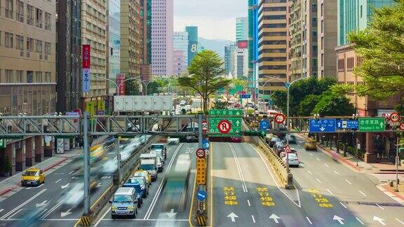 日光台北市交通街道中心全景4k时间流逝台湾