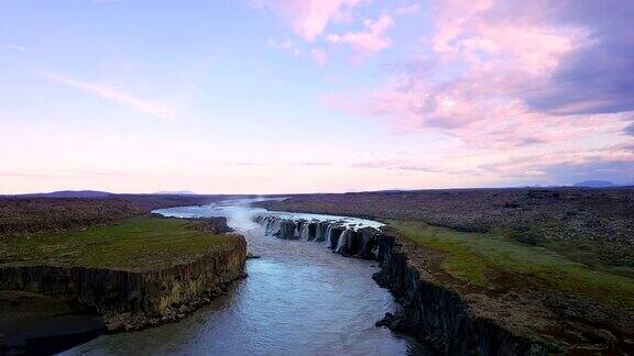 冰岛塞尔福斯瀑布鸟瞰图