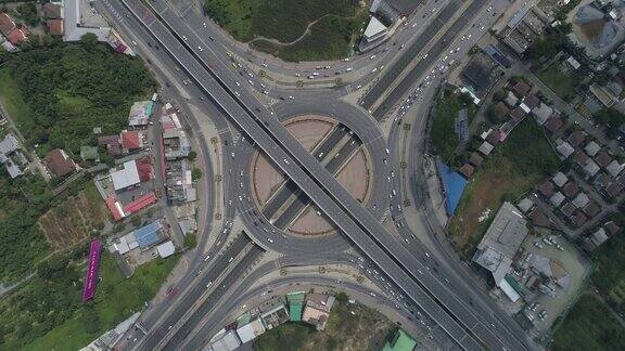 飞上巨大的四周桥梁和隧道环形道路罗摩5泰国曼谷4k视频