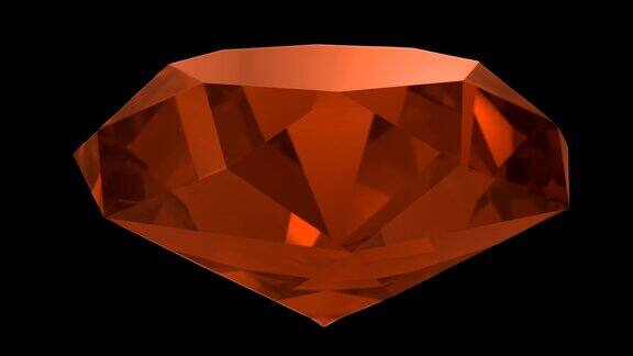 琥珀色宝石橙色宝石宝石旋转婚礼背景环4K
