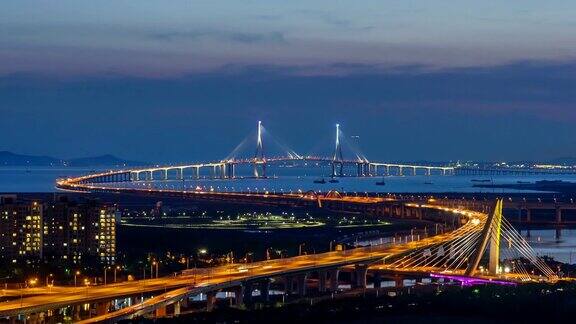 韩国首尔仁川大桥的时间流逝