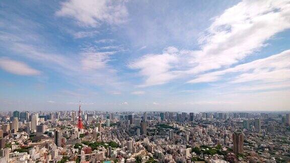 在空中漫步(东京城市的蓝天和云朵形状)