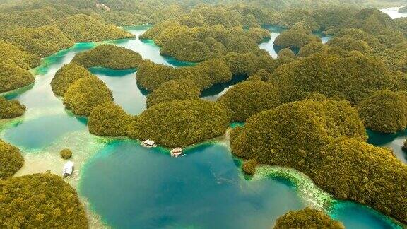 鸟瞰图热带泻湖大海海滩布卡斯格兰德岛索霍顿湾菲律宾