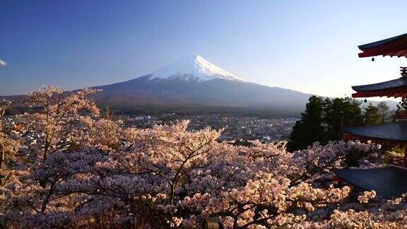 日本的风景有富士山和樱花