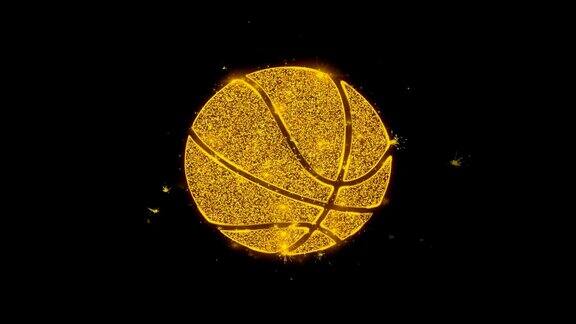 篮球图标火花粒子黑色背景