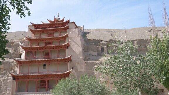 中国甘肃敦煌莫高窟的古代佛教建筑
