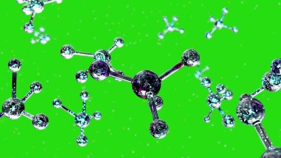 分子或血清或原子血清液体霜胶原蛋白透明水晶优质血清和维生素皮肤护理科学或医学背景的抽象结构绿色屏幕水3d渲染