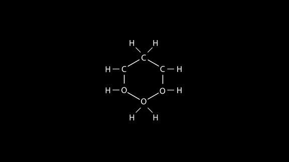 结构化学式在黑色背景上键入化学反应分子结构符号60fps3D动画