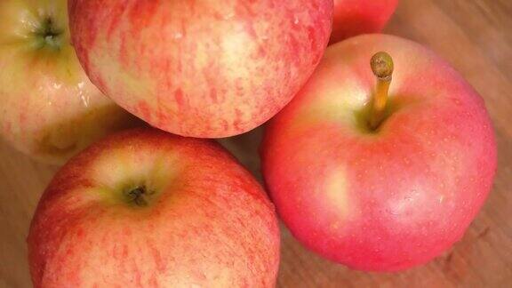 苹果品种Gala和Ligol视频特写水果旋转