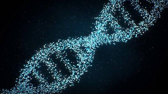 DNA由粒子组成的螺旋旋转