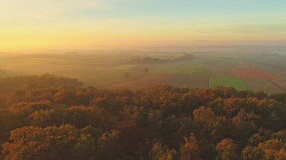 WS鸟瞰图宁静田园诗般的乡村秋天景观斯洛文尼亚