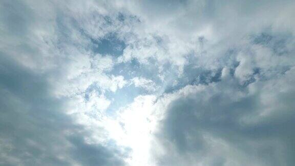 白云在蓝天中移动灿烂的阳光照耀着时间流逝