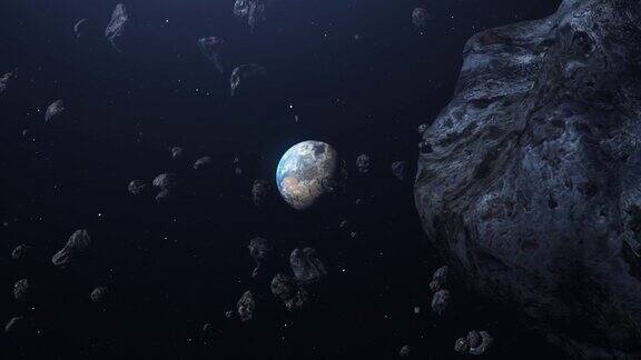 小行星陨石岩石飞向行星地球