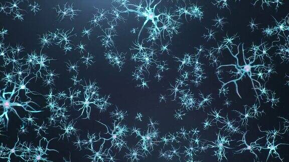 大脑中的动画神经元突触和神经元细胞发送电子化学信号电脉冲的活动突触轴突神经递质大脑中的树突3D动画