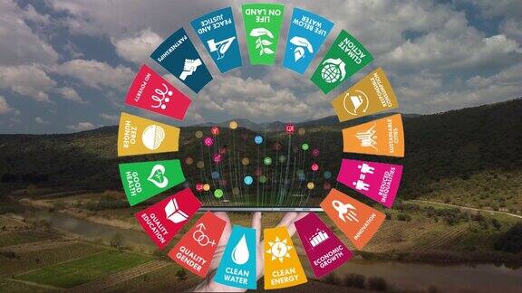 可持续发展气候行动i动态图形动画17个全球目标概念