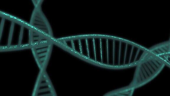 蓝色DNA链慢动作-3D动画动画的DNA链