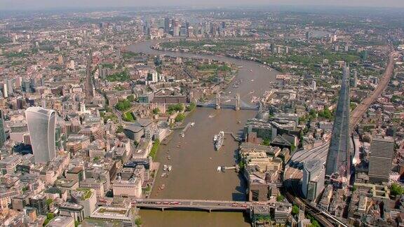 鸟瞰图伦敦城和泰晤士河英国4k