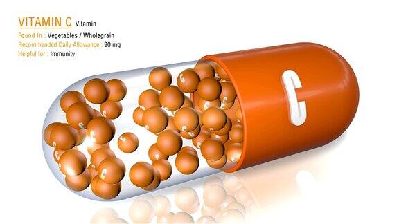 维生素C-动画维生素胶囊概念