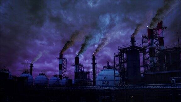 煤气厂与储罐-工业背景虚构的循环视频