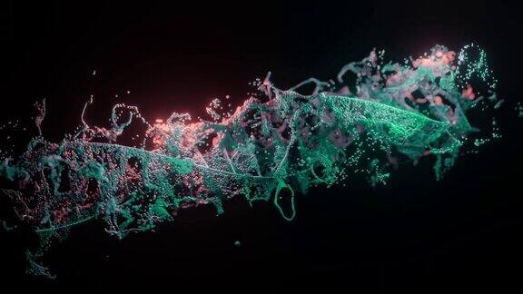 在黑色背景上抽象DNA品红和绿色的DNA分子染色体中的DNA分子科学生物学科学动画的遗传信息概念设计3d渲染4k