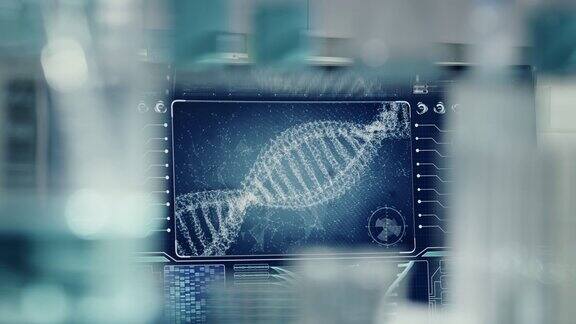 未来实验室设备-DNA研究DNA螺旋变成粒子