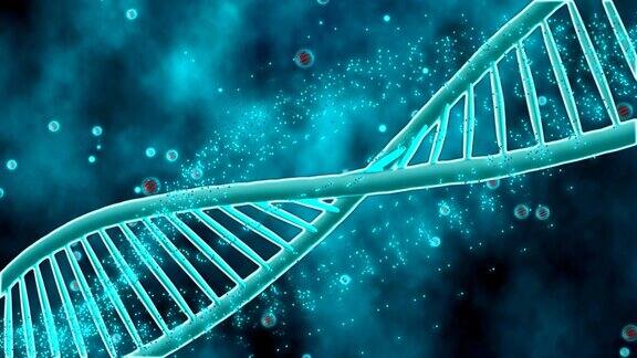 数字DNA分子的蓝色抽象表示动画背景