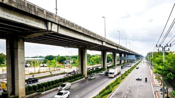 泰国曼谷高速公路交通的时间流逝升降镜头