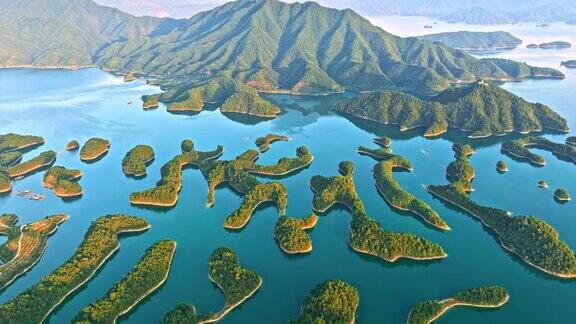 杭州千岛湖的航拍镜头