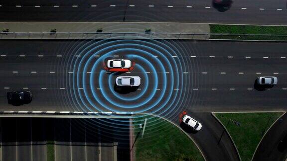 驾驶员启动自动驾驶模式智能汽车模式人工智能计算数字引擎cpu处理器工作雷达交通传感器数字视觉上的道路避开障碍物和汽车检测