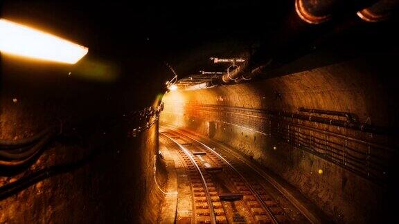 黑暗的废弃地铁隧道