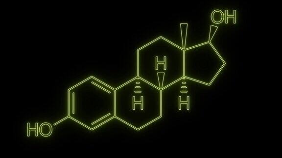 雌激素线图标发光的霓虹灯轮廓内外动画4k