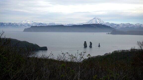 美丽的海景堪察加半岛太平洋海岸