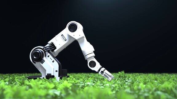 智能机器人农民概念机器人农民农业技术